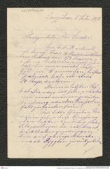 Nachlass Franz Steindachner, Brief von H. Schaedle an Franz Steindachner (06.02.1878), Inv.Nr. 441.04, Seite 1